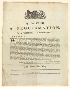 Proclamação para um Dia de Ação de Graças Geral, 1798 de English School