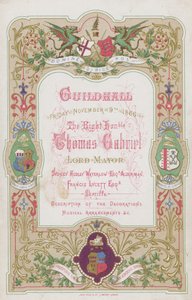 Programa para o banquete no Guildhall, Londres, em 9 de novembro de 1866 de English School