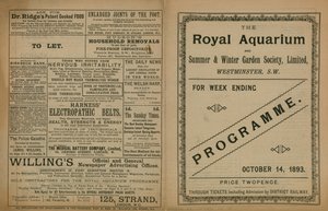 Programa de eventos no Royal Aquarium de English School