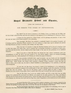 Carta promocional para a Escola e Teatro Dramático Real, 73 Dean Street, Soho Square, Londres de English School