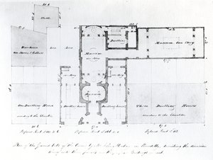 Planta proposta para o Egyptian Hall, Picadilly, 1810 (tinta no papel) de English School