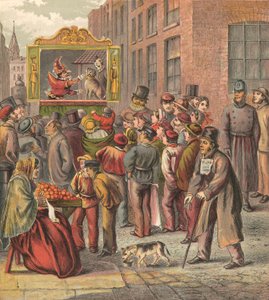 Punch e Judy mostram na rua de English School