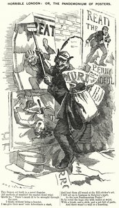 Soco cartoon: Horrível Londres: ou, o Pandemônio dos Cartazes - Londres na época dos assassinatos de Jack, o Estripador (gravura) de English School