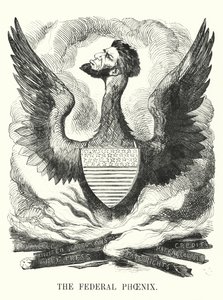 Soco cartoon: The Federal Phoenix - A reeleição de Abraham Lincoln nas eleições presidenciais americanas de 1864 (gravura) de English School
