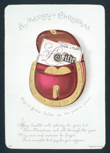 Bolsa cheia de dinheiro, cartão de Natal de English School