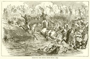Perseguindo os rebeldes de Deli, 1857 de English School