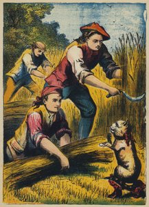 O Gato Ameaça os Ceifeiros (litografia a cores) de English School