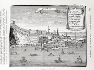 Quebec, depois de La Potherie (1663-1736), ilustração do Volume IV de "Narrativa e História Crítica da América", 1886 de English School