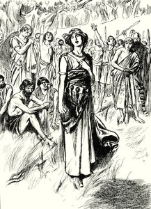A rainha Boadicea e os seus soldados (litografia) de English School