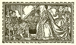 Rainha Elizabeth I e Sir Walter Raleigh de English School
