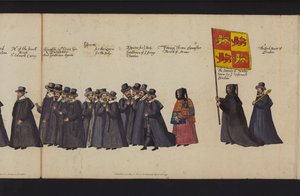Procissão Funerária da Rainha Elizabeth I (gravura colorida) de English School
