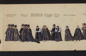 Procissão Funerária da Rainha Elizabeth I (gravura colorida) de English School