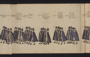 Procissão Funerária da Rainha Elizabeth I (gravura colorida) de English School