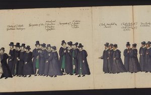 Procissão Funerária da Rainha Elizabeth I (gravura colorida) de English School