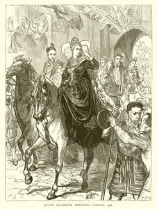 Rainha Elizabeth entrando em Londres, 1558 de English School