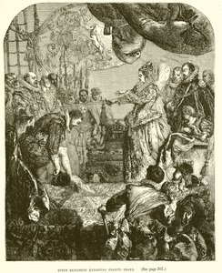 Rainha Elizabeth cavaleiro Francis Drake de English School