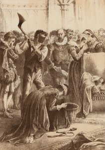 Rainha Maria, "Decapitada em Fotheringay" (litografia) de English School