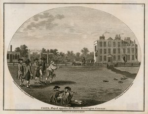 Quoits em 1788, jogado em frente aos chifres, Kennington Common de English School