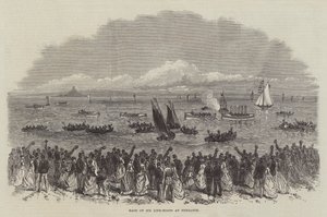 Corrida de Seis Barcos Salva-Vidas em Penzance (gravura) de English School