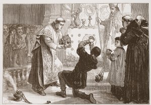 Radziwills Miracle: curando um sham demoniac, ilustração de The History of Protestantism por James Aitken Wylie (1808-1890), pub. 1878 de English School