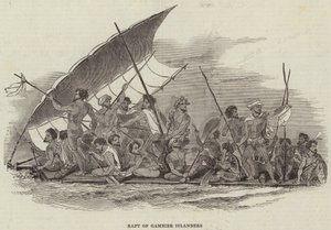 Balsa dos Ilhéus Gambier (gravura) de English School