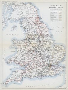 Caminhos-de-ferro de Inglaterra e do País de Gales (litografia a cores) de English School