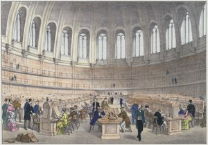 Sala de Leitura no Museu Britânico, Londres (gravura colorida) de English School