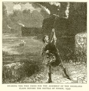 Criando a cruz de fogo para a Assembléia dos Clãs das Terras Altas antes da Batalha de Pinkie, 1547