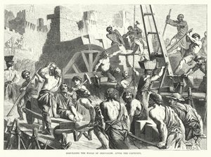Reconstrução dos Muros de Jerusalém, depois do Cativeiro (gravura) de English School