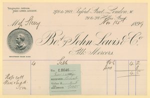 Recibo da John Lewis & Co., 14 de novembro de 1896 de English School