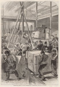 Recebimento de mercadorias no edifício da Exposição Internacional de English School