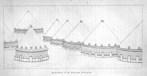 Reconstrução de túmulos etruscos em Tarquinia