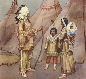 Família de índios vermelhos (litografia a cores) de English School
