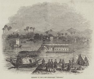 Restos do navio a vapor de ferro "Benares" (gravura) de English School