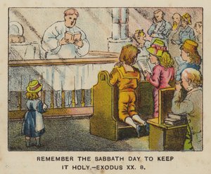 Lembre-se do Dia do Senhor para guardá-lo santo, Êxodo XX 8 (cor litho) de English School