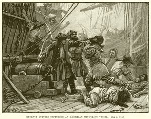 Cortadores de receita capturando um navio americano de contrabando de English School