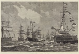 Revisão da Frota no Spithead pela Rainha (gravura) de English School