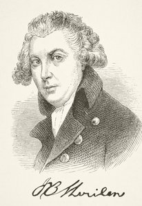 Richard Brinsley Sheridan, de "A História Nacional e Doméstica da Inglaterra", de William Hickman Smith Aubrey (1858-1916) publicou Londres, c.1890 de English School