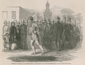Richard Manks, o pedestre, completando sua milha milionária em Kennington Oval de English School