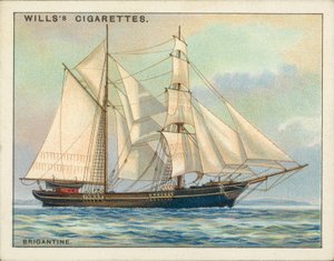 Plataformas de navios: Brigantine (litografia a cores) de English School