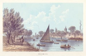 Rio Tamisa: Chiswick (gravura colorida) de English School