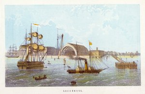 Rio Tamisa: Sheerness (gravura colorida) de English School