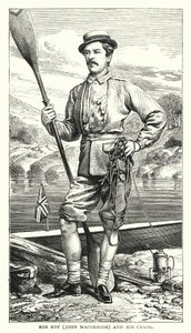 Rob Roy, John MacGregor, e sua canoa (gravura colorida) de English School