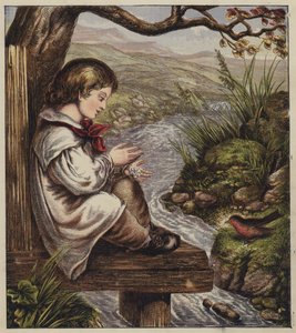 Canção de Natal de Robin (litografia a cores) de English School