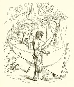Robinson Crusoe construindo seu barco de English School