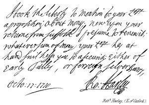 Robt Harley, (E de Oxford) de English School