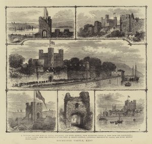 Castelo de Rochester, Kent (gravura) de English School