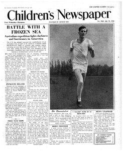Roger Bannister, primeira página de &39;The Children&39;s Newspaper&39;, 1954 (papel de jornal)