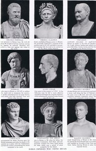Imperadores romanos que visitaram a Grã-Bretanha, ilustração da Hutchinsons História das Nações, c.1910 de English School