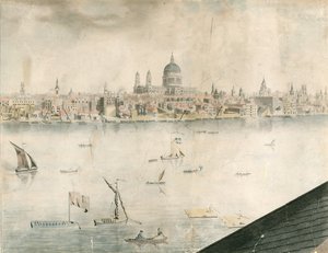Vista do telhado da Catedral de St Pauls, Londres e Rio Tâmisa de English School
